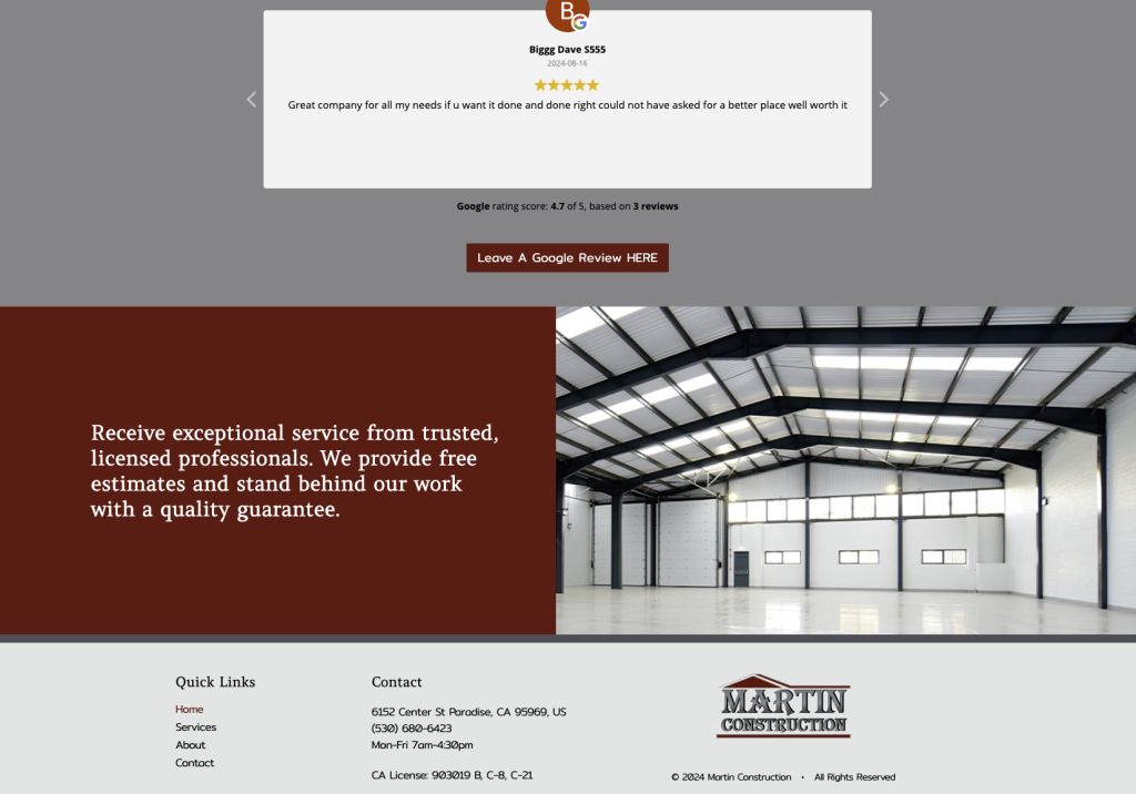 Martin Construction California web design | Web Design Services